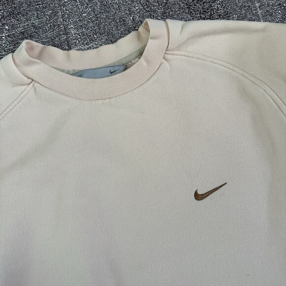 Men's Vintage Y2K Nike Pastel Rose Gold Pink Mini Logo Crewneck Sweatshirt Sz L - Picture 2 of 4